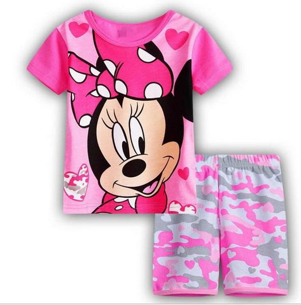 A%A-604 2PCS Kids Baby Pajamas Set Toddler Kid Boy Girls Minnie Mickey Pijamas Long Sleeve Pyjamas set Tops Long Pants Sleepwea
