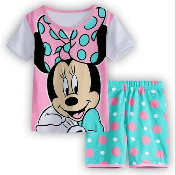 A%A-604 2PCS Kids Baby Pajamas Set Toddler Kid Boy Girls Minnie Mickey Pijamas Long Sleeve Pyjamas set Tops Long Pants Sleepwea