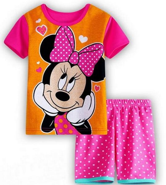 A%A-604 2PCS Kids Baby Pajamas Set Toddler Kid Boy Girls Minnie Mickey Pijamas Long Sleeve Pyjamas set Tops Long Pants Sleepwea