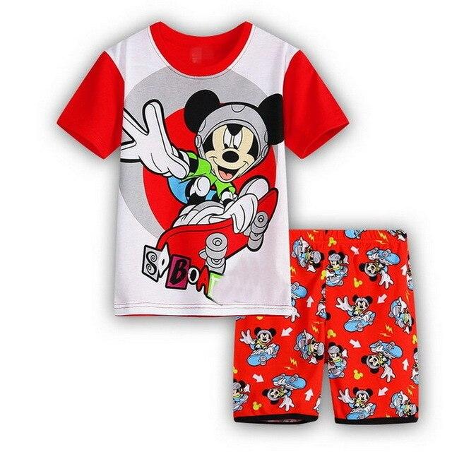 A%A-604 2PCS Kids Baby Pajamas Set Toddler Kid Boy Girls Minnie Mickey Pijamas Long Sleeve Pyjamas set Tops Long Pants Sleepwea