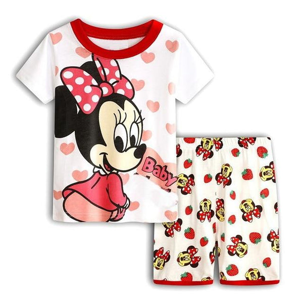 A%A-604 2PCS Kids Baby Pajamas Set Toddler Kid Boy Girls Minnie Mickey Pijamas Long Sleeve Pyjamas set Tops Long Pants Sleepwea