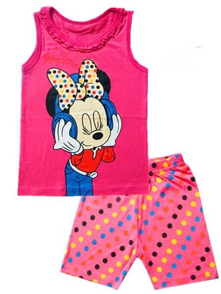 A%A-604 2PCS Kids Baby Pajamas Set Toddler Kid Boy Girls Minnie Mickey Pijamas Long Sleeve Pyjamas set Tops Long Pants Sleepwea