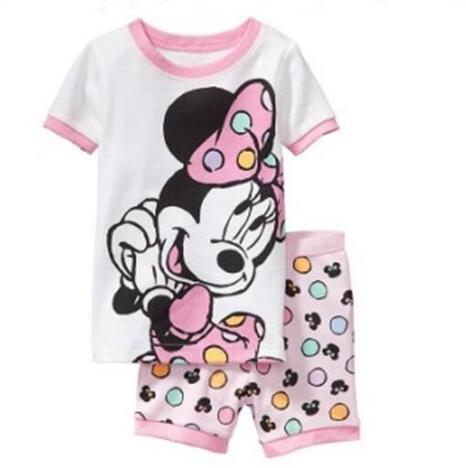 A%A-604 2PCS Kids Baby Pajamas Set Toddler Kid Boy Girls Minnie Mickey Pijamas Long Sleeve Pyjamas set Tops Long Pants Sleepwea