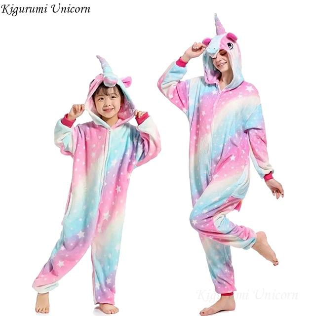 Kigurumi Unicorn Pajamas For Boys Girls Women Men  Pajamas Sets Onesie Adults Animal Panda Stitch Sleepwear Cosplay Pyjamas Kids