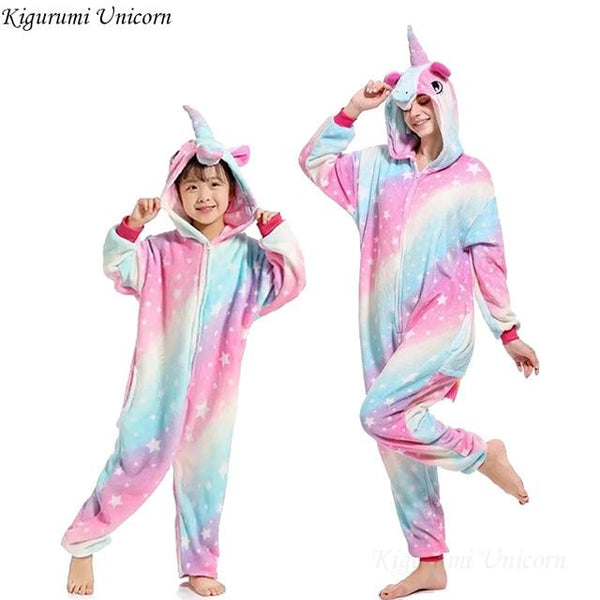 Kigurumi Unicorn Pajamas For Boys Girls Women Men  Pajamas Sets Onesie Adults Animal Panda Stitch Sleepwear Cosplay Pyjamas Kids
