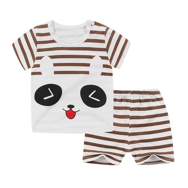 2019 Summer Kids Baby Pajamas Baby Girls Short Sleeved Cartoon Pyjamas Set Children's Cotton Sleepwear Clothing Sets Baby Boys