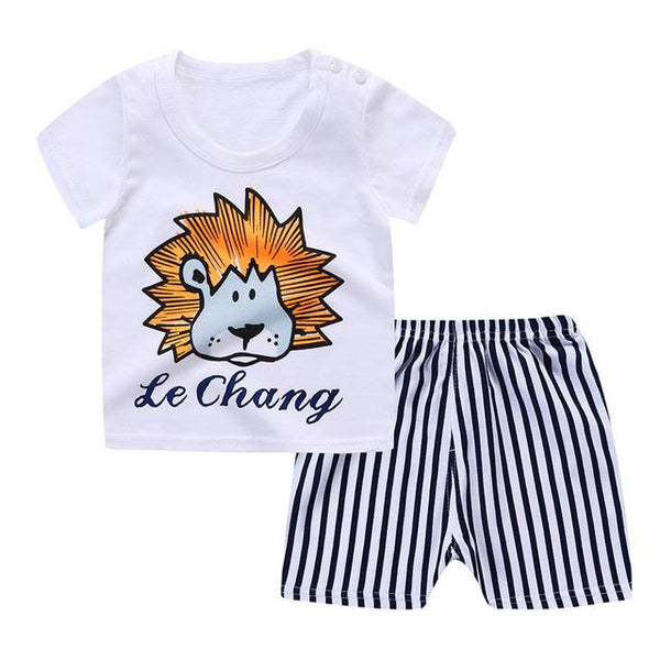 2019 Summer Kids Baby Pajamas Baby Girls Short Sleeved Cartoon Pyjamas Set Children's Cotton Sleepwear Clothing Sets Baby Boys