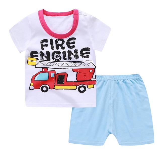 2019 Summer Kids Baby Pajamas Baby Girls Short Sleeved Cartoon Pyjamas Set Children's Cotton Sleepwear Clothing Sets Baby Boys