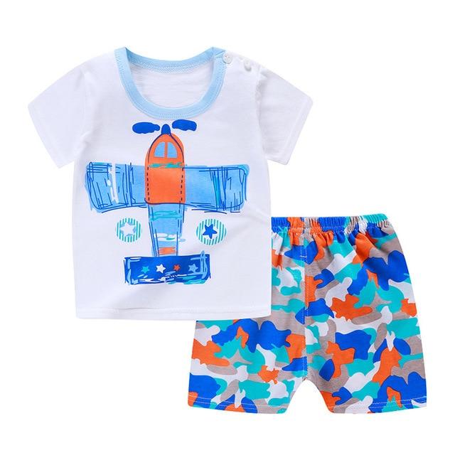 2019 Summer Kids Baby Pajamas Baby Girls Short Sleeved Cartoon Pyjamas Set Children's Cotton Sleepwear Clothing Sets Baby Boys