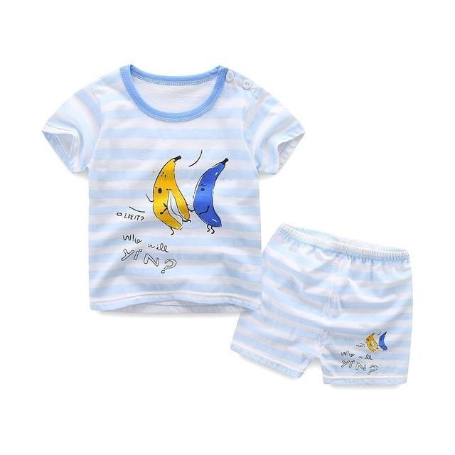 2019 Summer Kids Baby Pajamas Baby Girls Short Sleeved Cartoon Pyjamas Set Children's Cotton Sleepwear Clothing Sets Baby Boys