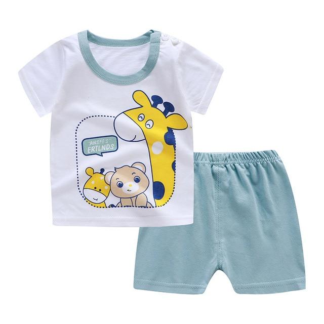 2019 Summer Kids Baby Pajamas Baby Girls Short Sleeved Cartoon Pyjamas Set Children's Cotton Sleepwear Clothing Sets Baby Boys