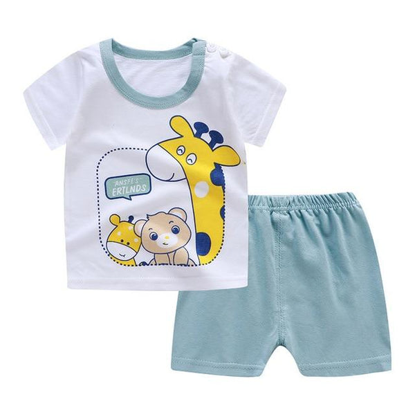 2019 Summer Kids Baby Pajamas Baby Girls Short Sleeved Cartoon Pyjamas Set Children's Cotton Sleepwear Clothing Sets Baby Boys