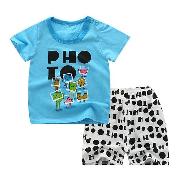 2019 Summer Kids Baby Pajamas Baby Girls Short Sleeved Cartoon Pyjamas Set Children's Cotton Sleepwear Clothing Sets Baby Boys