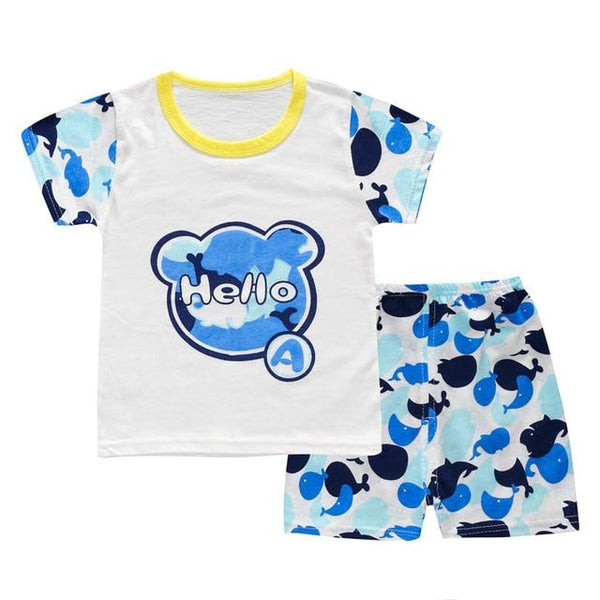 2019 Summer Kids Baby Pajamas Baby Girls Short Sleeved Cartoon Pyjamas Set Children's Cotton Sleepwear Clothing Sets Baby Boys