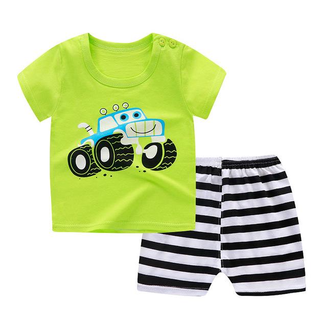 2019 Summer Kids Baby Pajamas Baby Girls Short Sleeved Cartoon Pyjamas Set Children's Cotton Sleepwear Clothing Sets Baby Boys