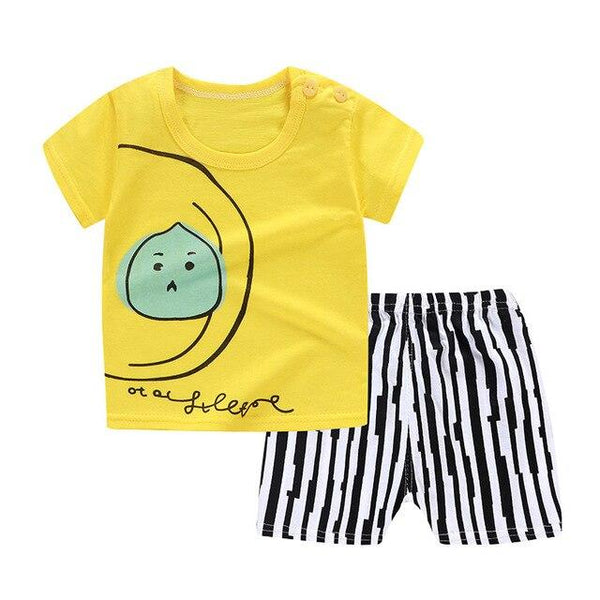 2019 Summer Kids Baby Pajamas Baby Girls Short Sleeved Cartoon Pyjamas Set Children's Cotton Sleepwear Clothing Sets Baby Boys