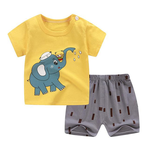 2019 Summer Kids Baby Pajamas Baby Girls Short Sleeved Cartoon Pyjamas Set Children's Cotton Sleepwear Clothing Sets Baby Boys