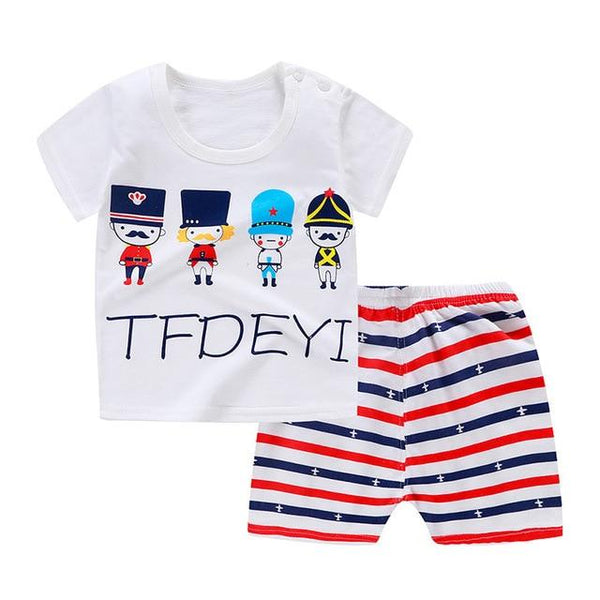 2019 Summer Kids Baby Pajamas Baby Girls Short Sleeved Cartoon Pyjamas Set Children's Cotton Sleepwear Clothing Sets Baby Boys