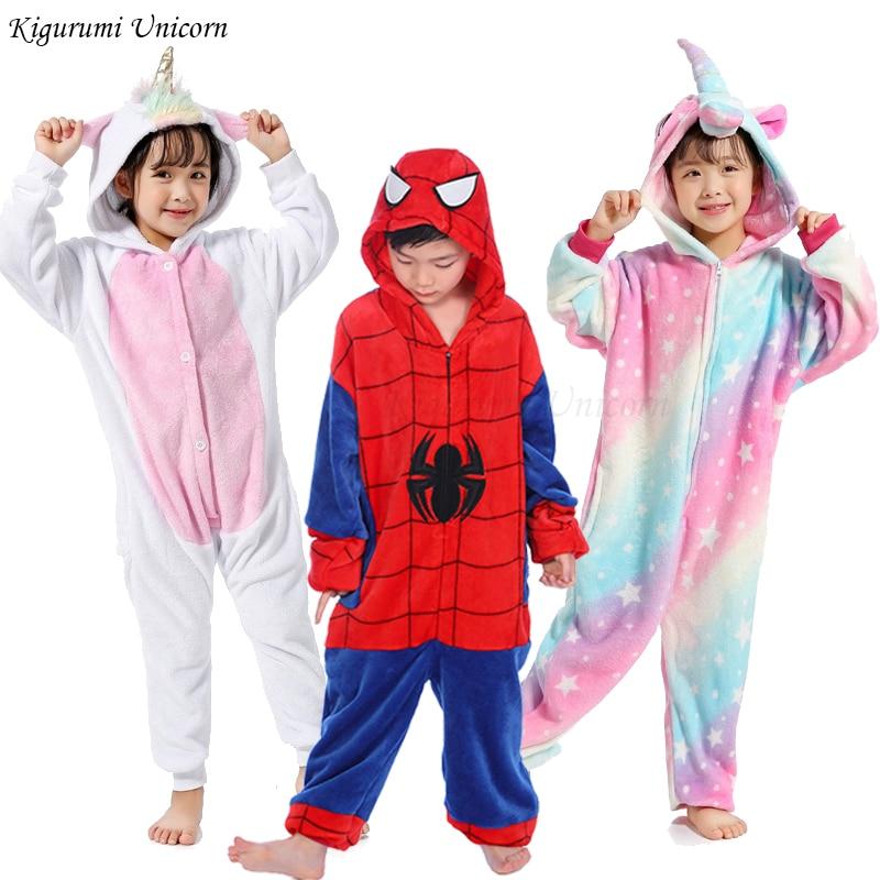 Kigurumi Unicorn Pajamas set Kids Winter Warm Onesies Cosplay Children Pyjamas Boys Girls Flannel Pijamas Set Animal Sleepwear
