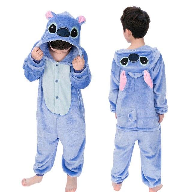 Kigurumi Unicorn Pajamas set Kids Winter Warm Onesies Cosplay Children Pyjamas Boys Girls Flannel Pijamas Set Animal Sleepwear