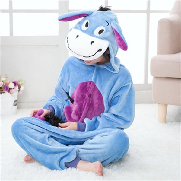 Kigurumi Unicorn Pajamas set Kids Winter Warm Onesies Cosplay Children Pyjamas Boys Girls Flannel Pijamas Set Animal Sleepwear