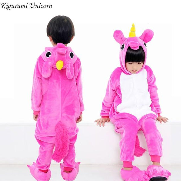 Kigurumi Unicorn Pajamas set Kids Winter Warm Onesies Cosplay Children Pyjamas Boys Girls Flannel Pijamas Set Animal Sleepwear