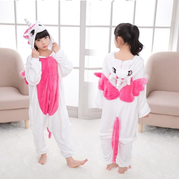 Kigurumi Unicorn Pajamas set Kids Winter Warm Onesies Cosplay Children Pyjamas Boys Girls Flannel Pijamas Set Animal Sleepwear