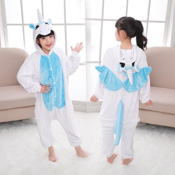 Kigurumi Unicorn Pajamas set Kids Winter Warm Onesies Cosplay Children Pyjamas Boys Girls Flannel Pijamas Set Animal Sleepwear