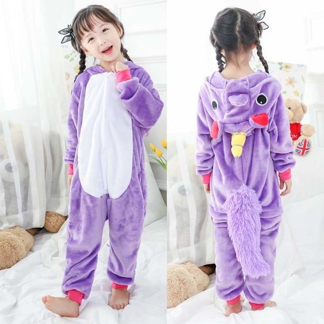 Kigurumi Unicorn Pajamas set Kids Winter Warm Onesies Cosplay Children Pyjamas Boys Girls Flannel Pijamas Set Animal Sleepwear