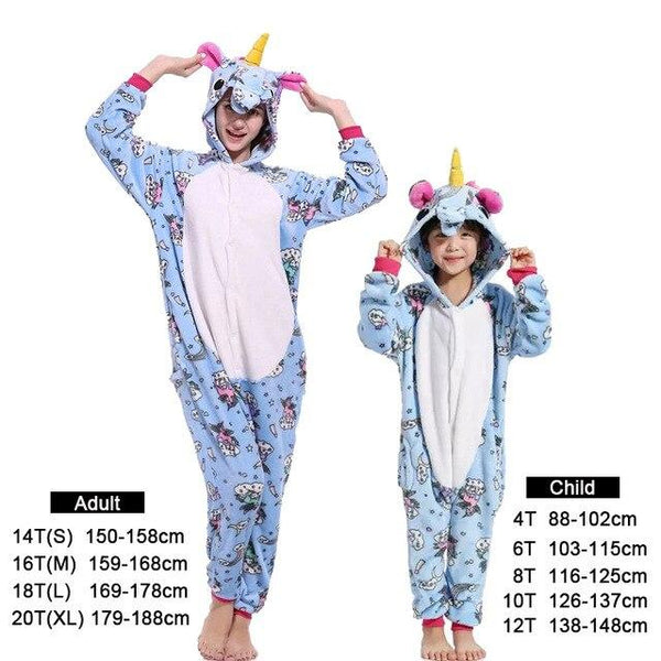 Flannel kids pajama set winter animal adult unicorn pajamas for women men warm pyjamas kigurumi onesie fox boys girls sleepwear