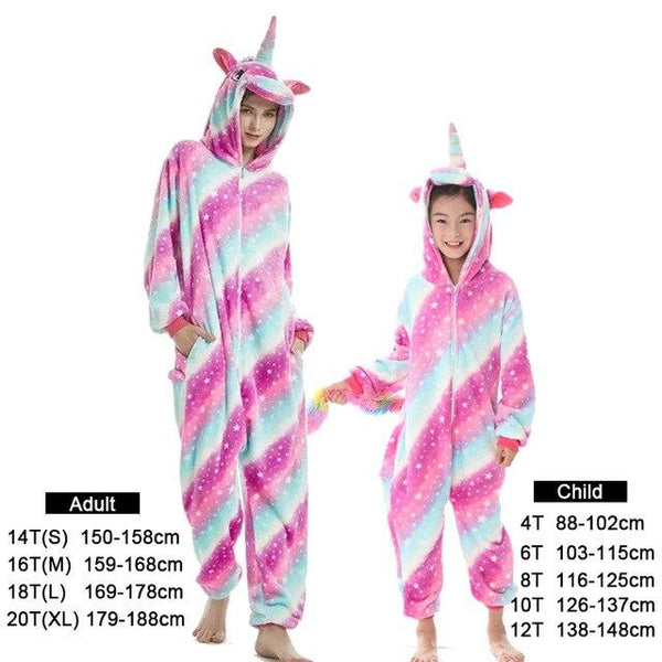 Flannel kids pajama set winter animal adult unicorn pajamas for women men warm pyjamas kigurumi onesie fox boys girls sleepwear