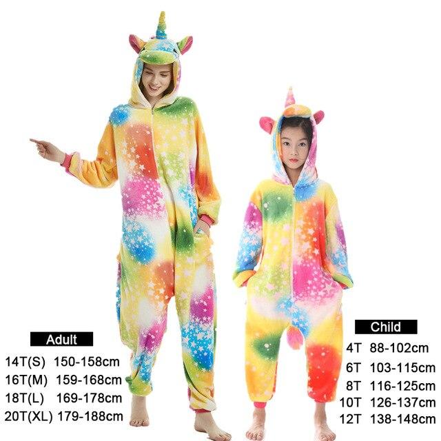 Flannel kids pajama set winter animal adult unicorn pajamas for women men warm pyjamas kigurumi onesie fox boys girls sleepwear