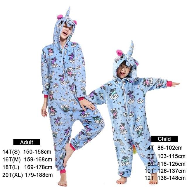 Flannel kids pajama set winter animal adult unicorn pajamas for women men warm pyjamas kigurumi onesie fox boys girls sleepwear