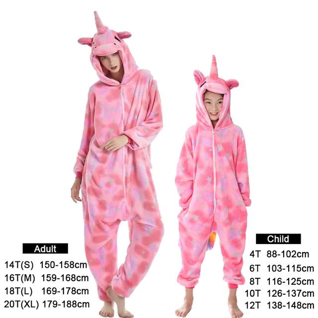 Flannel kids pajama set winter animal adult unicorn pajamas for women men warm pyjamas kigurumi onesie fox boys girls sleepwear