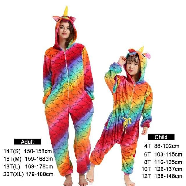 Flannel kids pajama set winter animal adult unicorn pajamas for women men warm pyjamas kigurumi onesie fox boys girls sleepwear