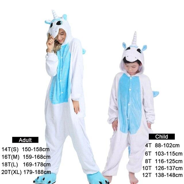 Flannel kids pajama set winter animal adult unicorn pajamas for women men warm pyjamas kigurumi onesie fox boys girls sleepwear