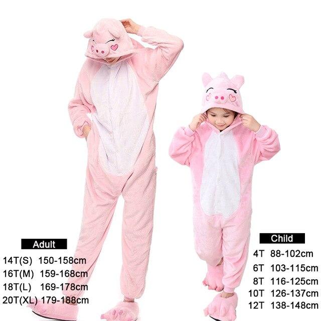 Flannel kids pajama set winter animal adult unicorn pajamas for women men warm pyjamas kigurumi onesie fox boys girls sleepwear