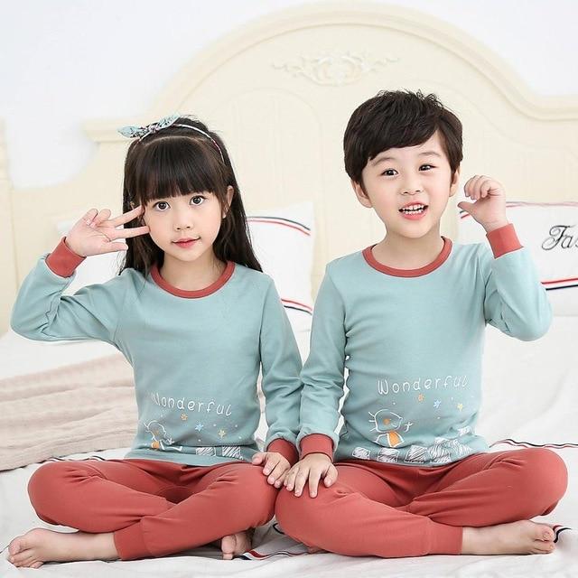 2-13T Children's Cartoon Pajamas Set Cotton Sleepwear For Kids Winter Boys Girls Pyjamas Baby Clothes Cute Pijamas Home Clothing