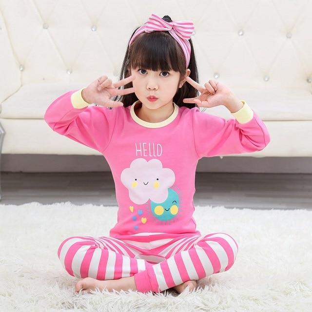 2-13T Children's Cartoon Pajamas Set Cotton Sleepwear For Kids Winter Boys Girls Pyjamas Baby Clothes Cute Pijamas Home Clothing