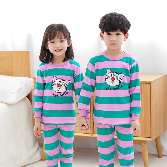 2-13T Children's Cartoon Pajamas Set Cotton Sleepwear For Kids Winter Boys Girls Pyjamas Baby Clothes Cute Pijamas Home Clothing