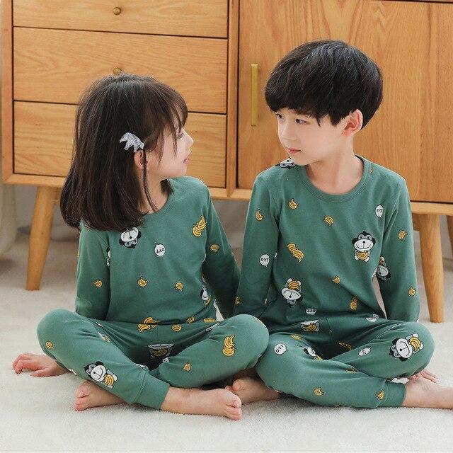 2-13T Children's Cartoon Pajamas Set Cotton Sleepwear For Kids Winter Boys Girls Pyjamas Baby Clothes Cute Pijamas Home Clothing