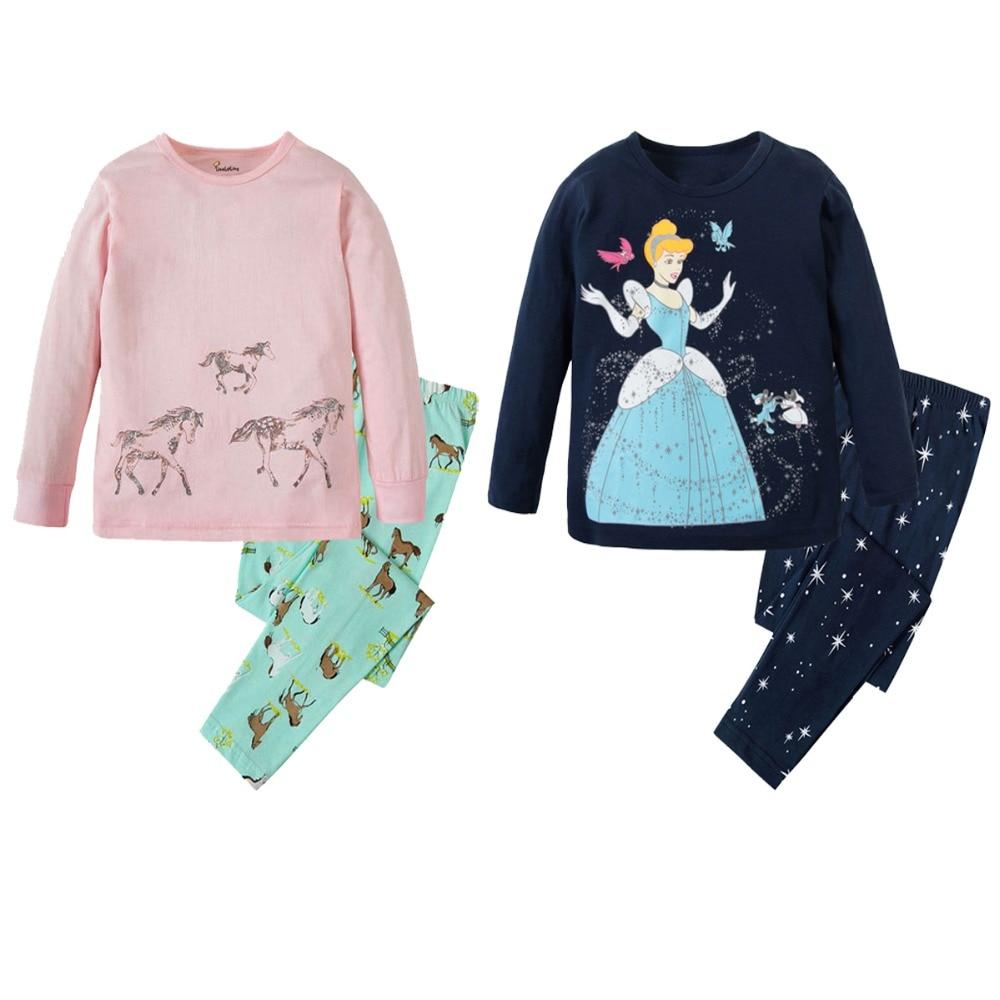 Children Clothes Baby 2pc Long Sleeve Cotton Pajamas Sets Kids Sleepwear Girls Christmas Pajamas Princess Clothes Boys Pyjamas