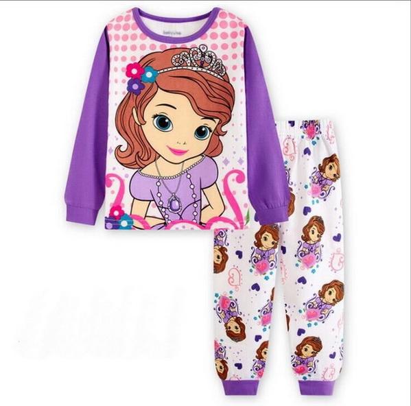New Sale High Quality Autumn Baby Girls Pajamas Sets Sports Suit Long Sleeve T-shirt +Pants Kids Childrens Clothing Sets  YW264