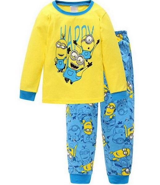 Drop Shipping Boys Girl Sleepwear Suits Cotton Long Children Clothes Sets T-Shirts Pants 2-Pieces Sets Kid Pyjamas 2-7Year YW252