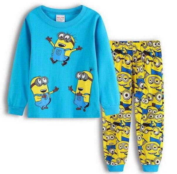 Drop Shipping Boys Girl Sleepwear Suits Cotton Long Children Clothes Sets T-Shirts Pants 2-Pieces Sets Kid Pyjamas 2-7Year YW252