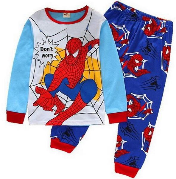 Drop Shipping boys girls pijamas cotton children pyjamas sleepwear baby kids pajama set spider man toddler boy clothes set YW281