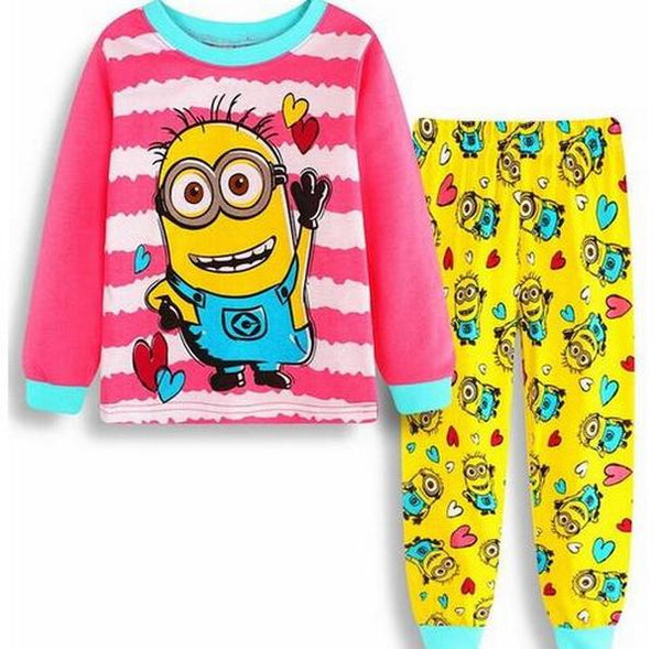 Drop Shipping Boys Girl Sleepwear Suits Cotton Long Children Clothes Sets T-Shirts Pants 2-Pieces Sets Kid Pyjamas 2-7Year YW252