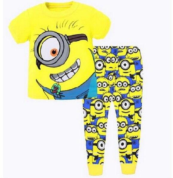 Drop Shipping Boys Girl Sleepwear Suits Cotton Long Children Clothes Sets T-Shirts Pants 2-Pieces Sets Kid Pyjamas 2-7Year YW252