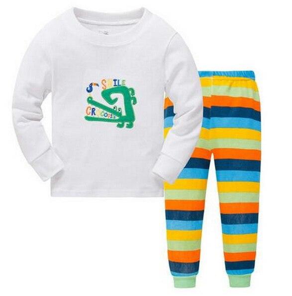 Drop Shipping Boys Girl Sleepwear Suits Cotton Long Children Clothes Sets T-Shirts Pants 2-Pieces Sets Kid Pyjamas 2-7Year YW252