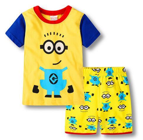 Drop Shipping Boys Girl Sleepwear Suits Cotton Long Children Clothes Sets T-Shirts Pants 2-Pieces Sets Kid Pyjamas 2-7Year YW252